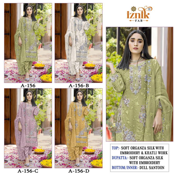 156 A To D Iznik Organza Embroidery Pakistani Suits Wholesale Shop In Surat